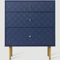 Miniatyrbild 5 av 11: Byrå med 3 lådor i marinblå – Hög kommod/Sideboard för sovrum & vardagsrum – 89x75x40 cm