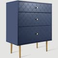 Miniatyrbild 7 av 11: Byrå med 3 lådor i marinblå – Hög kommod/Sideboard för sovrum & vardagsrum – 89x75x40 cm