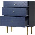 Miniatyrbild 9 av 11: Byrå med 3 lådor i marinblå – Hög kommod/Sideboard för sovrum & vardagsrum – 89x75x40 cm