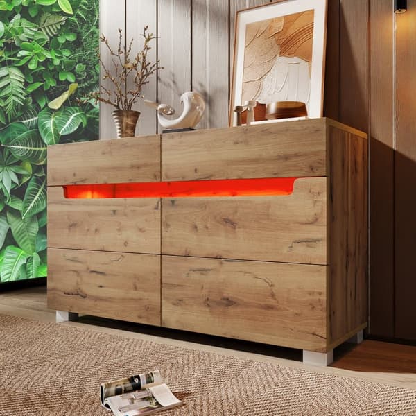 Tammisenkki 6 laatikolla ja LED-valaistuksella (sovellusohjattu) – makuuhuoneeseen ja olohuoneeseen – 71x120x40 cm