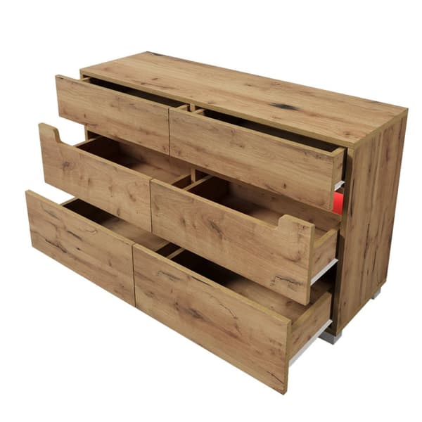 Tammisenkki 6 laatikolla ja LED-valaistuksella (sovellusohjattu) – makuuhuoneeseen ja olohuoneeseen – 71x120x40 cm