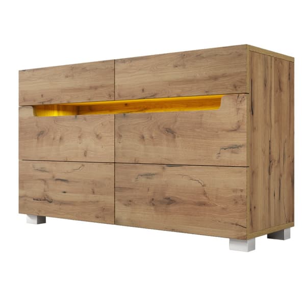 Tammisenkki 6 laatikolla ja LED-valaistuksella (sovellusohjattu) – makuuhuoneeseen ja olohuoneeseen – 71x120x40 cm