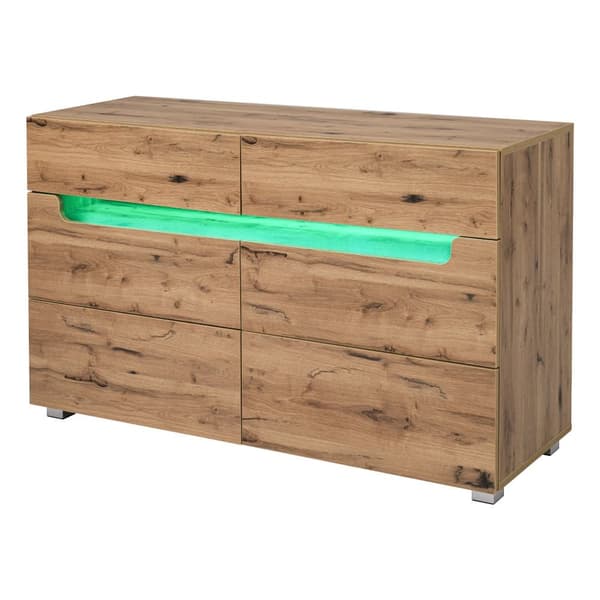 Tammisenkki 6 laatikolla ja LED-valaistuksella (sovellusohjattu) – makuuhuoneeseen ja olohuoneeseen – 71x120x40 cm
