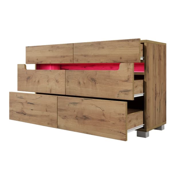 Tammisenkki 6 laatikolla ja LED-valaistuksella (sovellusohjattu) – makuuhuoneeseen ja olohuoneeseen – 71x120x40 cm