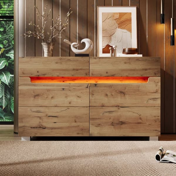 Tammisenkki 6 laatikolla ja LED-valaistuksella (sovellusohjattu) – makuuhuoneeseen ja olohuoneeseen – 71x120x40 cm