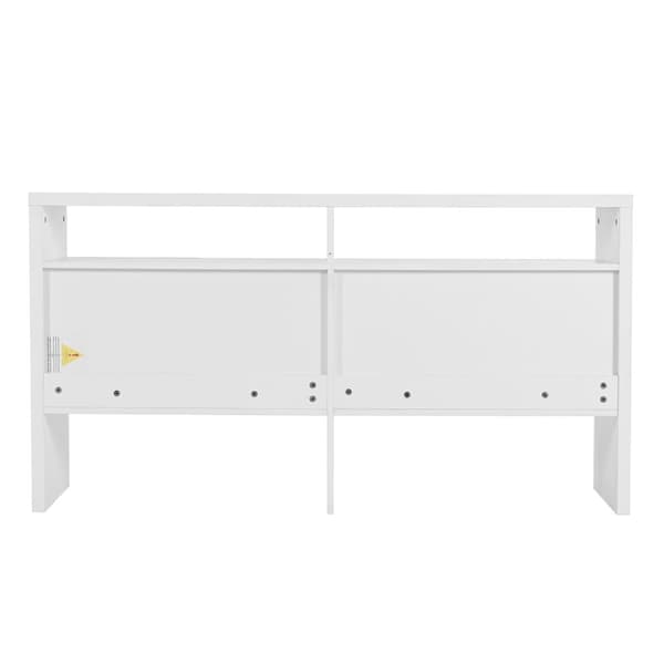 Moderni senkki 140 x 35 x 75 cm - 4 ovea - 2 avointa lokeroa - MDF - Valkoinen