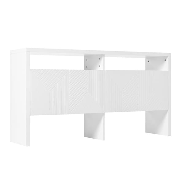 Moderni senkki 140 x 35 x 75 cm - 4 ovea - 2 avointa lokeroa - MDF - Valkoinen