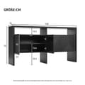 Pikkukuva 3 / 11: Moderni senkki 140x35x75 cm - 4 ovea - 2 avointa lokeroa - MDF - Musta