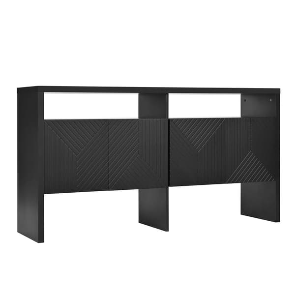 Moderni senkki 140x35x75 cm - 4 ovea - 2 avointa lokeroa - MDF - Musta