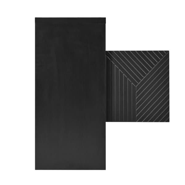 Moderni senkki 140x35x75 cm - 4 ovea - 2 avointa lokeroa - MDF - Musta