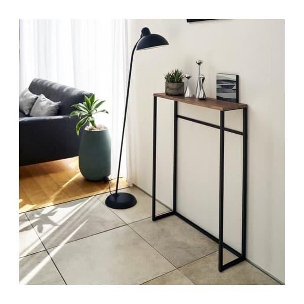 Entrékonsol i metall och trä - L60 cm - 60 cm X 18,5 cm X 80,5 cm - Calicosy Black
