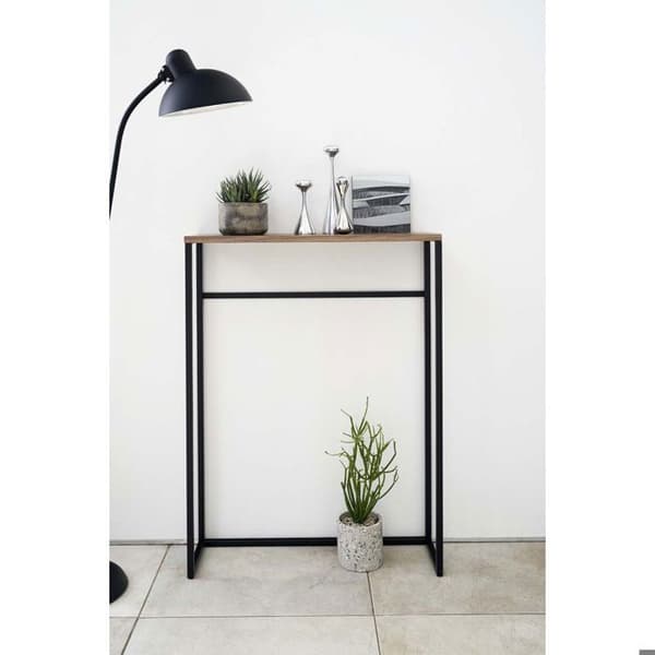 Entrékonsol i metall och trä - L60 cm - 60 cm X 18,5 cm X 80,5 cm - Calicosy Black