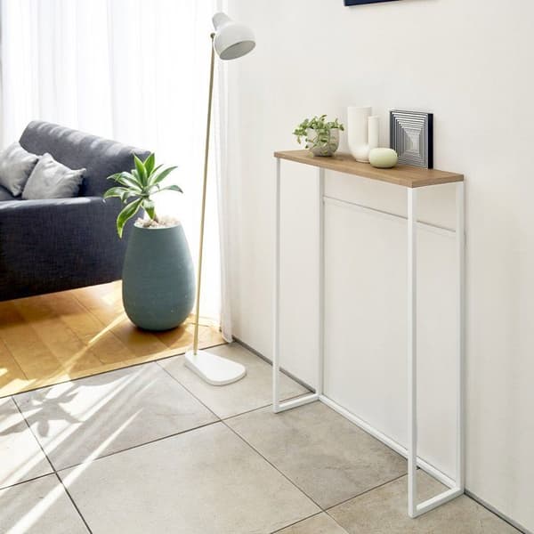Entrékonsol i metall och trä - CALICOSY - L60 cm - Låda(r) - Vit
