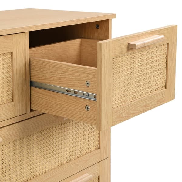 Rottinkikaappi 4 laatikolla – Säilytyskaappi massiivipuisilla kahvoilla, maalaistyyli makuuhuoneeseen, olohuoneeseen tai eteiseen – 80x80x38 cm
