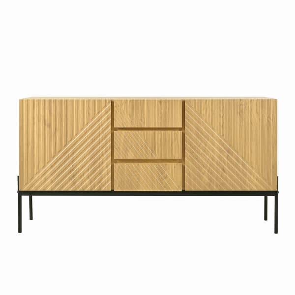 Senkki 2 ovella ja 3 laatikolla – TV-taso, lipasto tai buffet linjalla ja metallijaloilla – 140x40x75 cm
