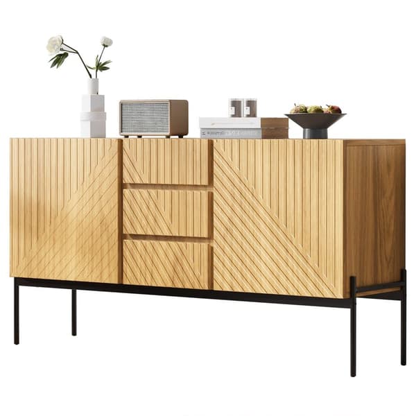 Senkki 2 ovella ja 3 laatikolla – TV-taso, lipasto tai buffet linjalla ja metallijaloilla – 140x40x75 cm