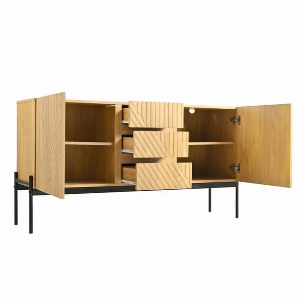 Senkki 2 ovella ja 3 laatikolla – TV-taso, lipasto tai buffet linjalla ja metallijaloilla – 140x40x75 cm