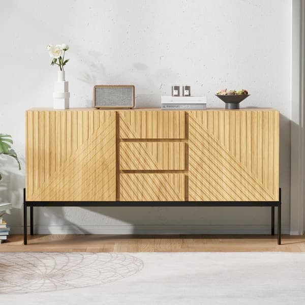 Senkki 2 ovella ja 3 laatikolla – TV-taso, lipasto tai buffet linjalla ja metallijaloilla – 140x40x75 cm