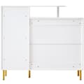 Miniatyrbillede 7 af 11: Opbevaringsskab med 1 skuffe og 3 låger – Vaskeskab/skænk/skoskab med metalhåndtag og metalben – Hvid – 120x35x92 cm