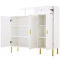 Miniatyrbillede 9 af 11: Opbevaringsskab med 1 skuffe og 3 låger – Vaskeskab/skænk/skoskab med metalhåndtag og metalben – Hvid – 120x35x92 cm
