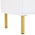 Miniatyrbillede 11 af 11: Opbevaringsskab med 1 skuffe og 3 låger – Vaskeskab/skænk/skoskab med metalhåndtag og metalben – Hvid – 120x35x92 cm