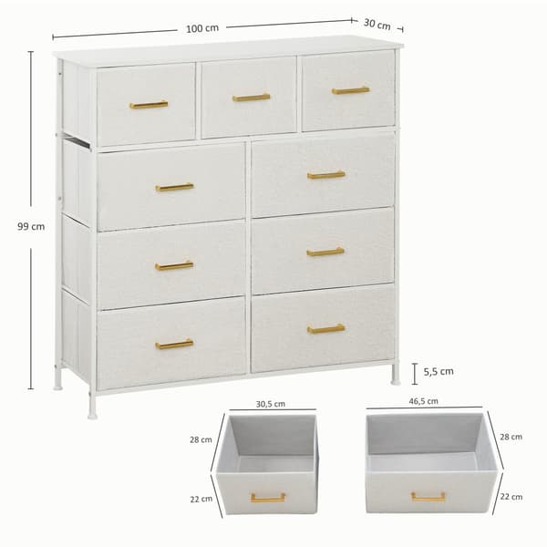 Kommode, 100x30x99 cm, Creme Hvid