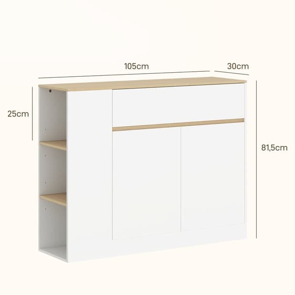 Sideboard, 105x30x81.5 cm, Hvid