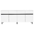Miniatyrbild 5 av 11: Högglans sideboard 160x40x68 cm – Vit skänk med 4 lådor, 2 dörrar och justerbara hyllor, modern förvaringsmöbel