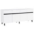 Miniatyrbild 6 av 11: Högglans sideboard 160x40x68 cm – Vit skänk med 4 lådor, 2 dörrar och justerbara hyllor, modern förvaringsmöbel