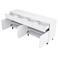 Miniatyrbild 7 av 11: Högglans sideboard 160x40x68 cm – Vit skänk med 4 lådor, 2 dörrar och justerbara hyllor, modern förvaringsmöbel