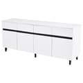 Miniatyrbild 9 av 11: Högglans sideboard 160x40x68 cm – Vit skänk med 4 lådor, 2 dörrar och justerbara hyllor, modern förvaringsmöbel