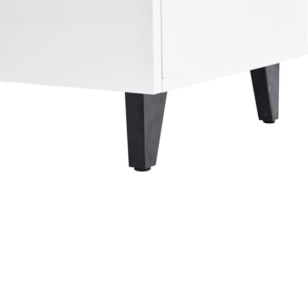 Högglans sideboard 160x40x68 cm – Vit skänk med 4 lådor, 2 dörrar och justerbara hyllor, modern förvaringsmöbel