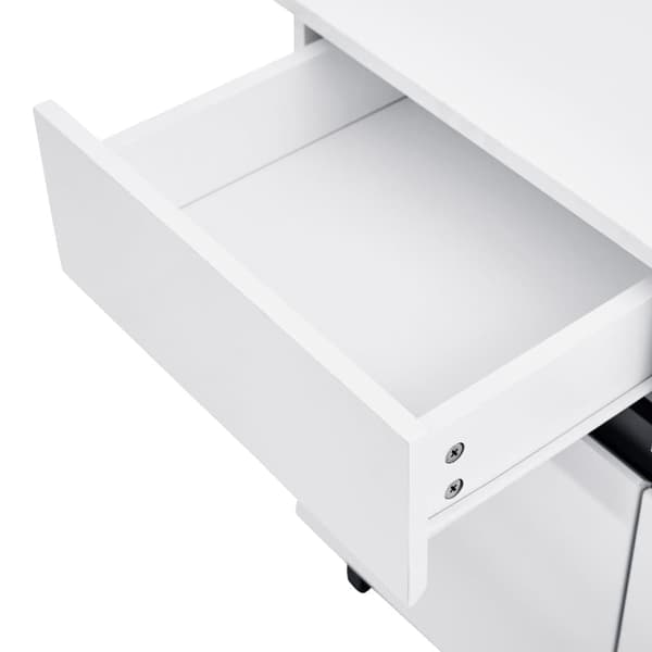 Högglans sideboard 160x40x68 cm – Vit skänk med 4 lådor, 2 dörrar och justerbara hyllor, modern förvaringsmöbel