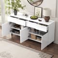 Miniatyrbild 2 av 11: Högglans sideboard 160x40x68 cm – Vit skänk med 4 lådor, 2 dörrar och justerbara hyllor, modern förvaringsmöbel