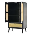 Miniatyrbild 8 av 9: Kompakt sideboard i svart med rottingdetaljer – 110 cm förvaringsskåp med 2 dörrar och 1 låda