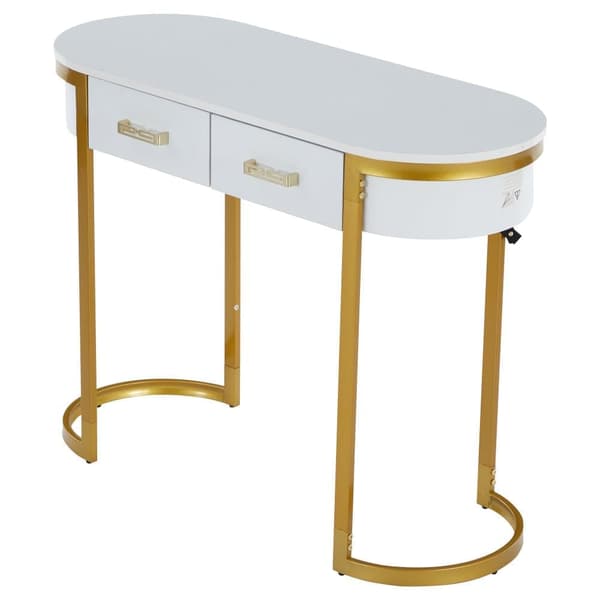 Konsolbord i hvid højglans 100×40×76 cm – moderne sidebord med 2 skuffer, perfekt til stue, soveværelse, entré eller kontor