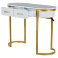 Miniatyrbillede 7 af 11: Konsolbord i hvid højglans 100×40×76 cm – moderne sidebord med 2 skuffer, perfekt til stue, soveværelse, entré eller kontor