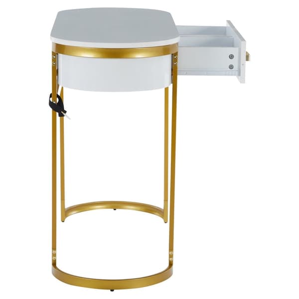 Konsolbord i hvid højglans 100×40×76 cm – moderne sidebord med 2 skuffer, perfekt til stue, soveværelse, entré eller kontor