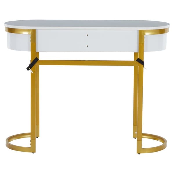 Konsolbord i hvid højglans 100×40×76 cm – moderne sidebord med 2 skuffer, perfekt til stue, soveværelse, entré eller kontor
