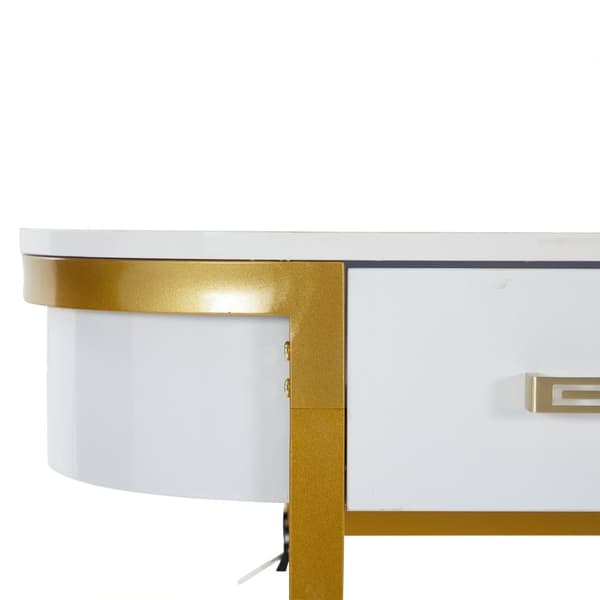 Konsolbord i hvid højglans 100×40×76 cm – moderne sidebord med 2 skuffer, perfekt til stue, soveværelse, entré eller kontor