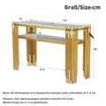 Miniatyrbild 4 av 11: Konsolbord i mid-century modern stil 128×44×80 cm – vit MDF med gyllene ben, dubbellager, sidobord för vardagsrum