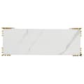 Miniatyrbild 9 av 11: Konsolbord i mid-century modern stil 128×44×80 cm – vit MDF med gyllene ben, dubbellager, sidobord för vardagsrum