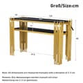Miniatyrbillede 4 af 11: Konsolbord i sort højglans med guldfarvede ben – 128×44×80 cm, dobbeltlags moderne sidebord fra midten af århundredet til stuen