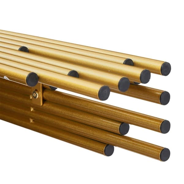 Konsolbord i sort højglans med guldfarvede ben – 128×44×80 cm, dobbeltlags moderne sidebord fra midten af århundredet til stuen