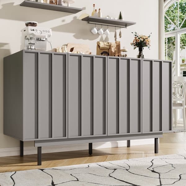 Grå Minimalistisk Skænk, Spisestue Opbevaring i stuen, Unikt Design, Skabsdør Design, Fritstående Skab