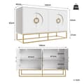 Miniatyrbillede 4 af 7: Hvid spisestue skænk, spisestue opbevaringsskab, unikt design, skabsdør design, minimalistisk skænk, ring skabsdør