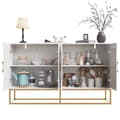 Miniatyrbillede 5 af 7: Hvid spisestue skænk, spisestue opbevaringsskab, unikt design, skabsdør design, minimalistisk skænk, ring skabsdør