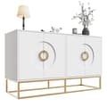 Miniatyrbillede 6 af 7: Hvid spisestue skænk, spisestue opbevaringsskab, unikt design, skabsdør design, minimalistisk skænk, ring skabsdør