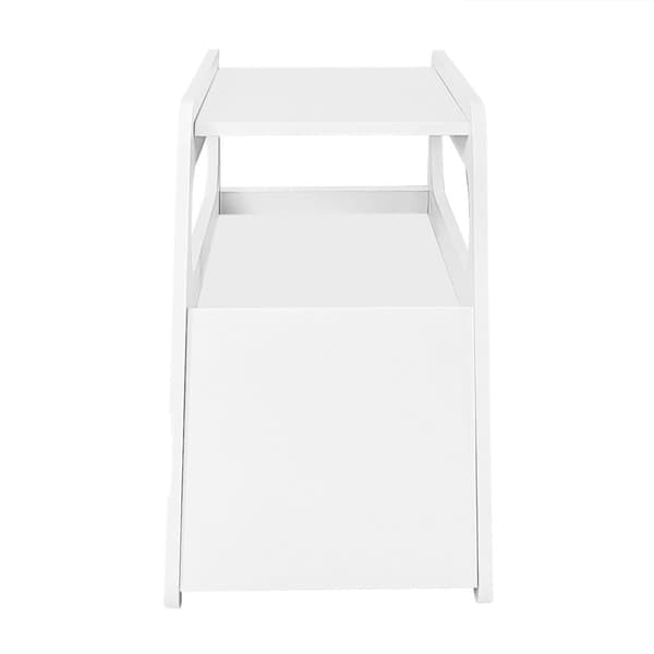 Vitt sideboard med hjul – modernt rullbart sidobord med rundade hörn, platsbesparande design för vardagsrum och sovrum, 81x33x51,5 cm