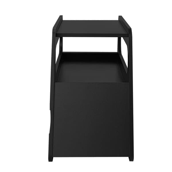 Svart sideboard med hjul – modernt rullbart sidobord med rundade hörn, platsbesparande design för vardagsrum och sovrum, 81x33x51,5 cm